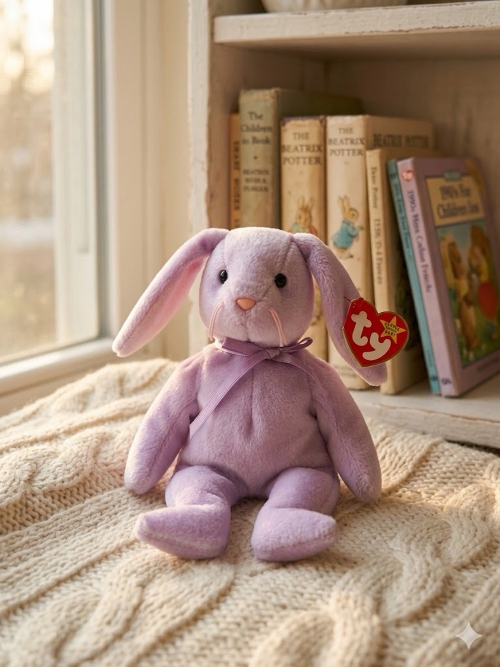 Ty Beanie Baby Floppity Purple Bunny Rabbit Plush 8.5” Retired Collectible Toy